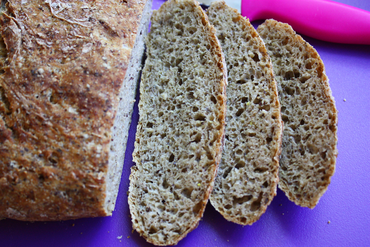 No Knead Bread with Flax